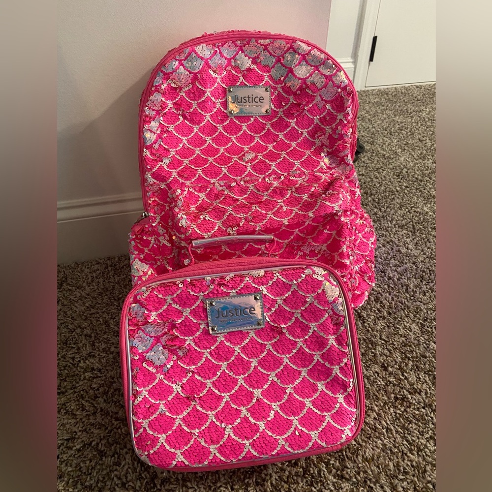 Justice book bag and matching lunch box.